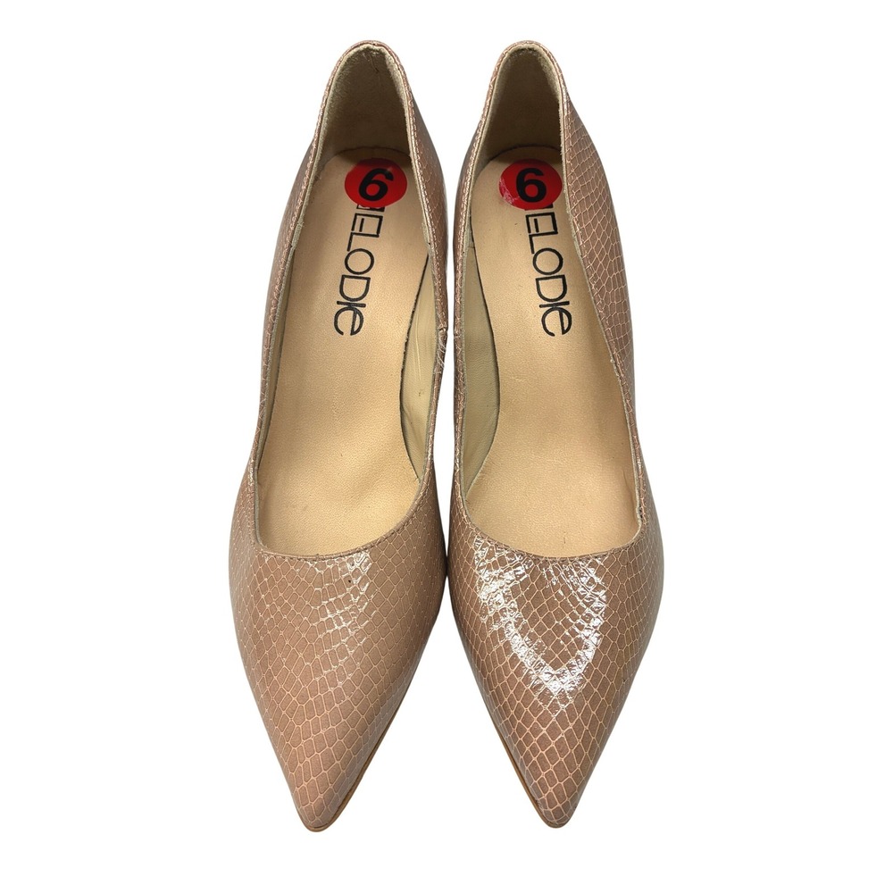 Elodie Snakeskin Pointed Toe Pumps Womens 6 Beige Stiletto Heels Party